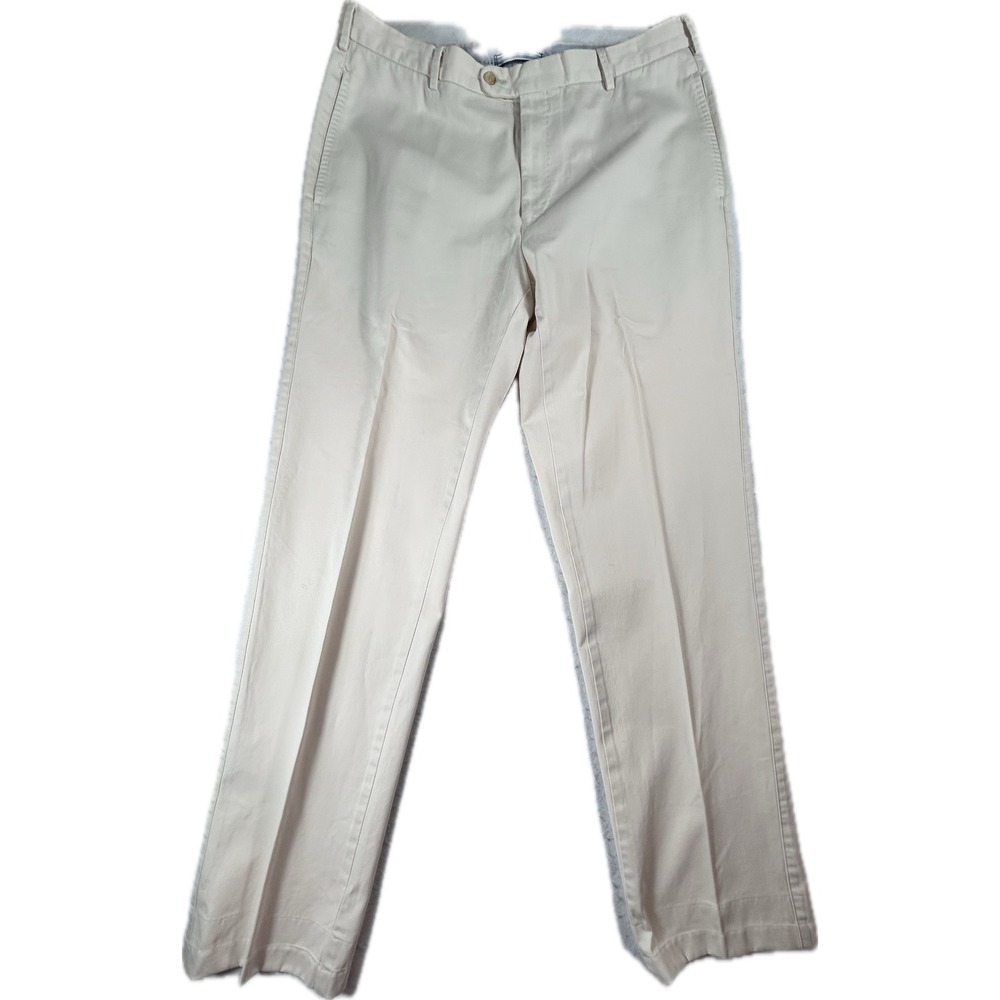 Peter Millar Raleigh Washed Chino Pants Mens 34 Pima Cotton Khaki Tan Flat Front